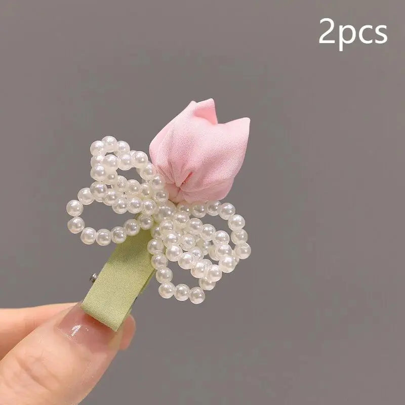 Tulip Pearl Hair Clips for Women & Girls – Set of 2