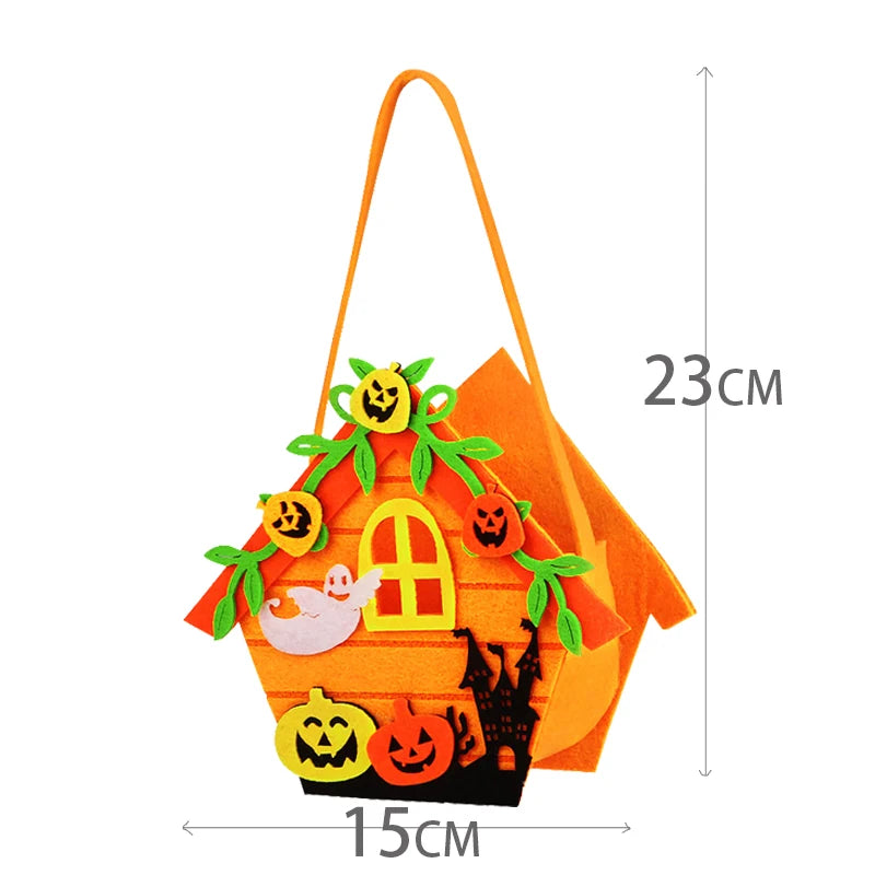 Halloween Felt Pumpkin Trick or Treat Bags with Handle | 1-6 Pack