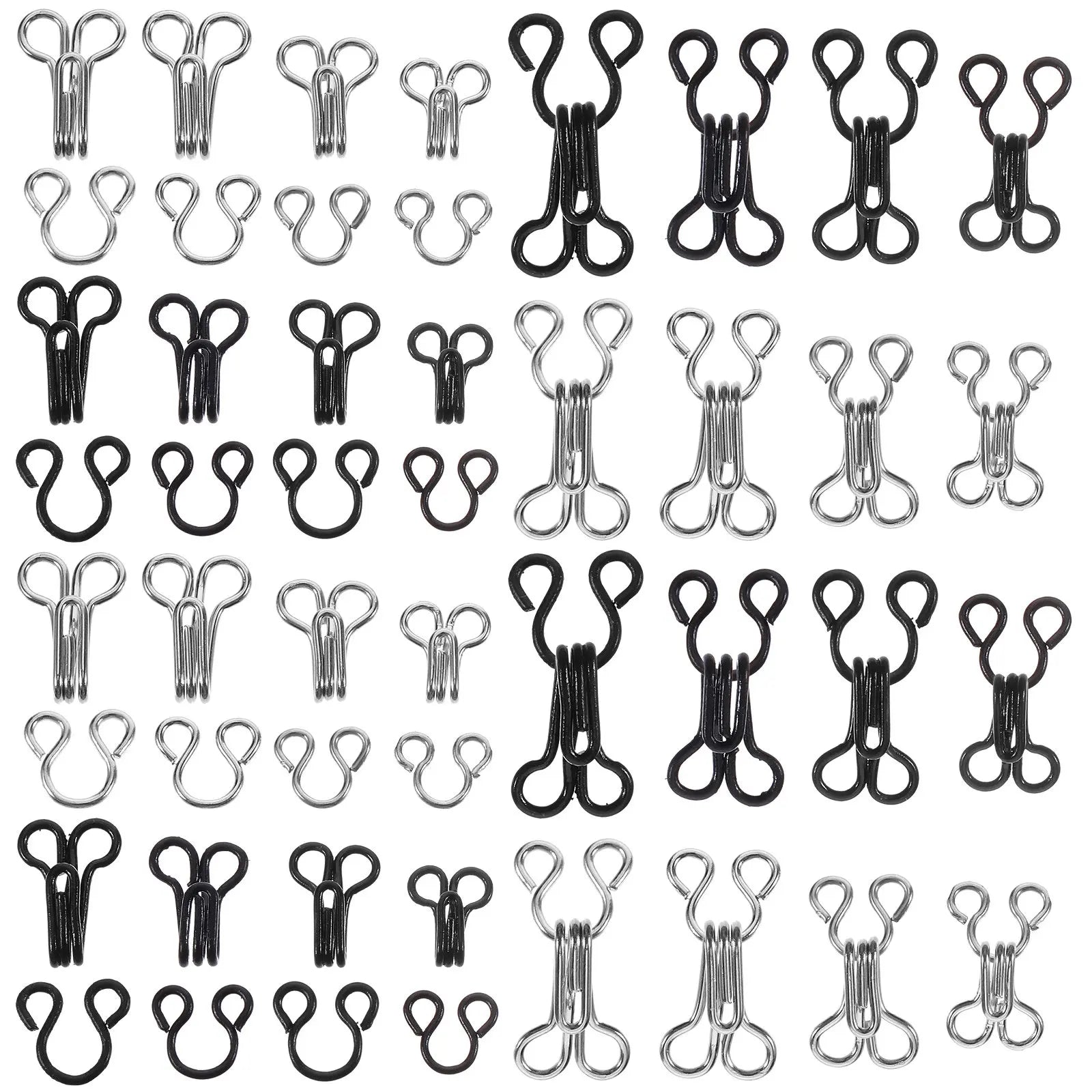 50Pcs Premium Metal Hooks Eyes for Bra Fastening Clothing Repair Sewing DIY Craft Jewelry Clasp Book Binding Silver Black Peaceful Pleasures Health and Wellness M