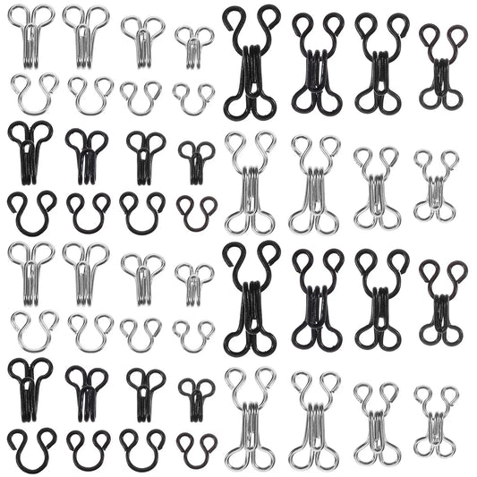 50Pcs Premium Metal Hooks Eyes for Bra Fastening Clothing Repair Sewing DIY Craft Jewelry Clasp Book Binding Silver Black Peaceful Pleasures Health and Wellness M