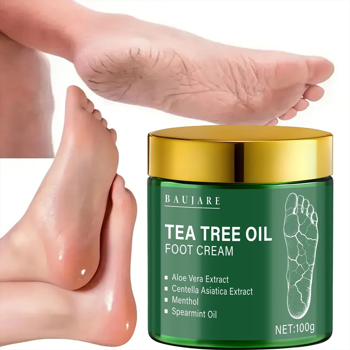 Tea Tree Oil Foot Cream – Aloe, Menthol & Hyaluronic Acid