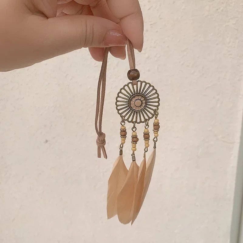 Mini Dream Catcher Handcraft Car Pendnat Feather Wind Chimes Girls Room Wall Hanging Home Decoration Keychain Birthday Gifts NEW Peaceful Pleasures Health and Wellness Type7