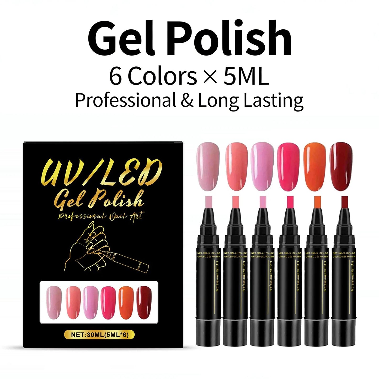 5ml Nail Gel Polish Set DIY Nail Art Design 6PCS Manicure Painting Gel Kit Long Lasting Fashion Color Mixing Nail Art Brush Tool Peaceful Pleasures Health and Wellness