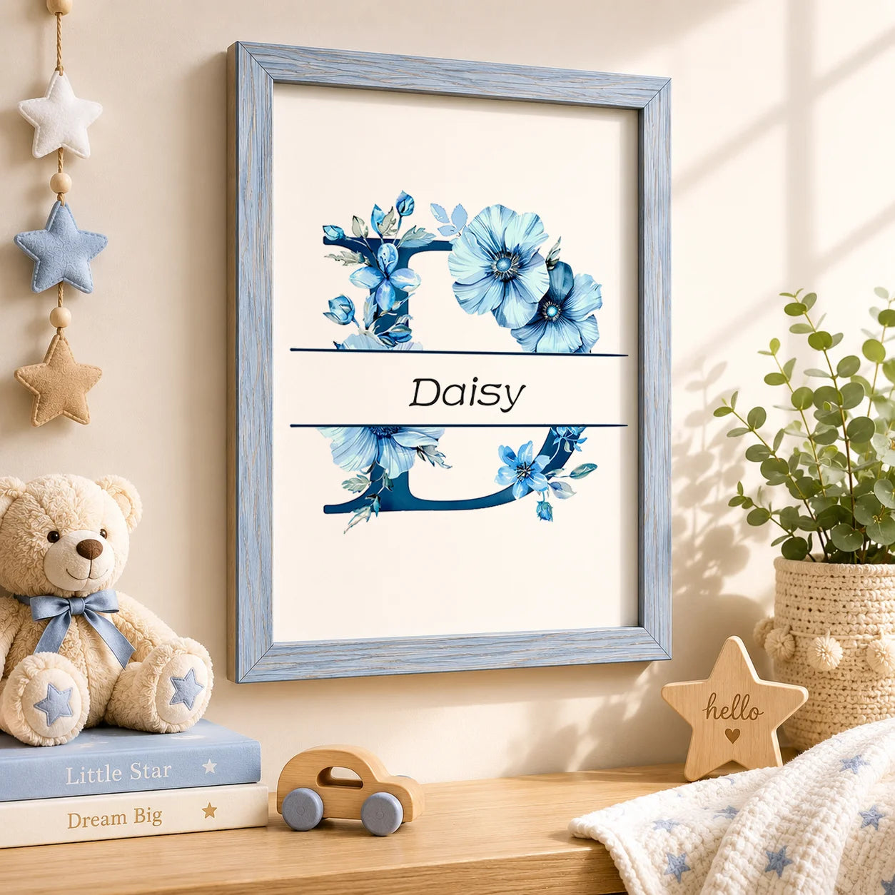 Custom Name Nursery Wall Art, Animal Flower Canvas Painting, Nordic Poster Print for Baby, Toddler Kids Room Decor Peaceful Pleasures Health and Wellness