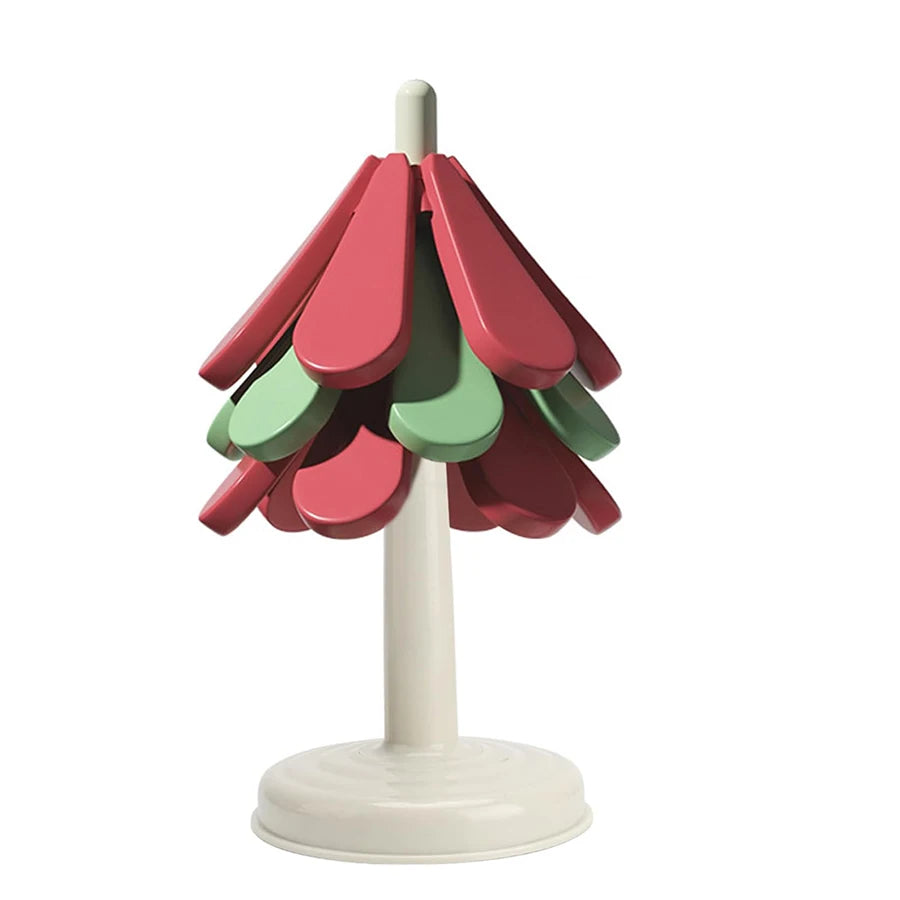 Silicone Trivets for Hot Dishes Office Desk Restaurant Cafe Coaster Decoration Foldable Christmas Tree Shape Table Mat Set of 3