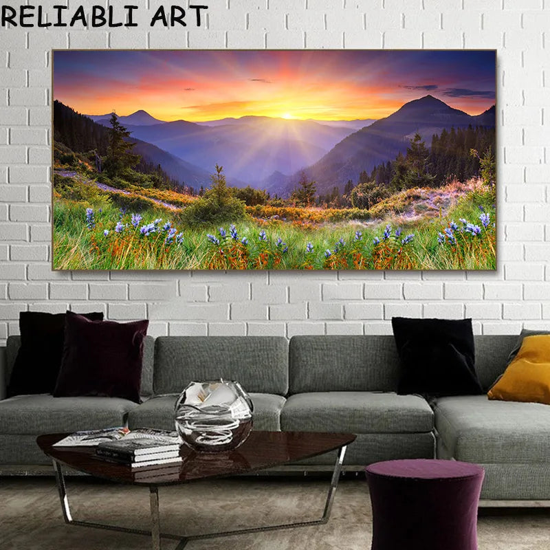 Autumn Tree Mountain Waterfall Landscape Canvas Painting Wall Art Pictures Poster and Prints for Living Room Home Decor No Frame Peaceful Pleasures Health and Wellness x autumn 8288 40x80cm
