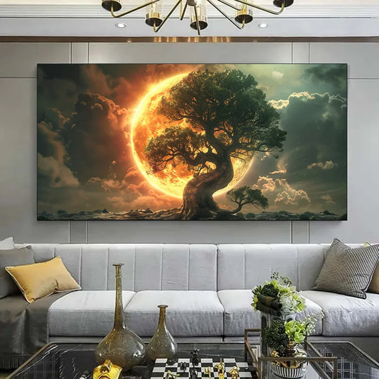 1pc Tree of Life Canvas Art Print, Frameless Modern Wall Art Decor, for Living Room, Bedroom, Dining Room, Bedroom Wall Art Peaceful Pleasures Health and Wellness ZLH4798 60x120cm No Frame
