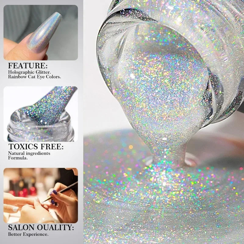 Holographic Nail Polish 7ml – Multichrome Rainbow Glitter Lacquer