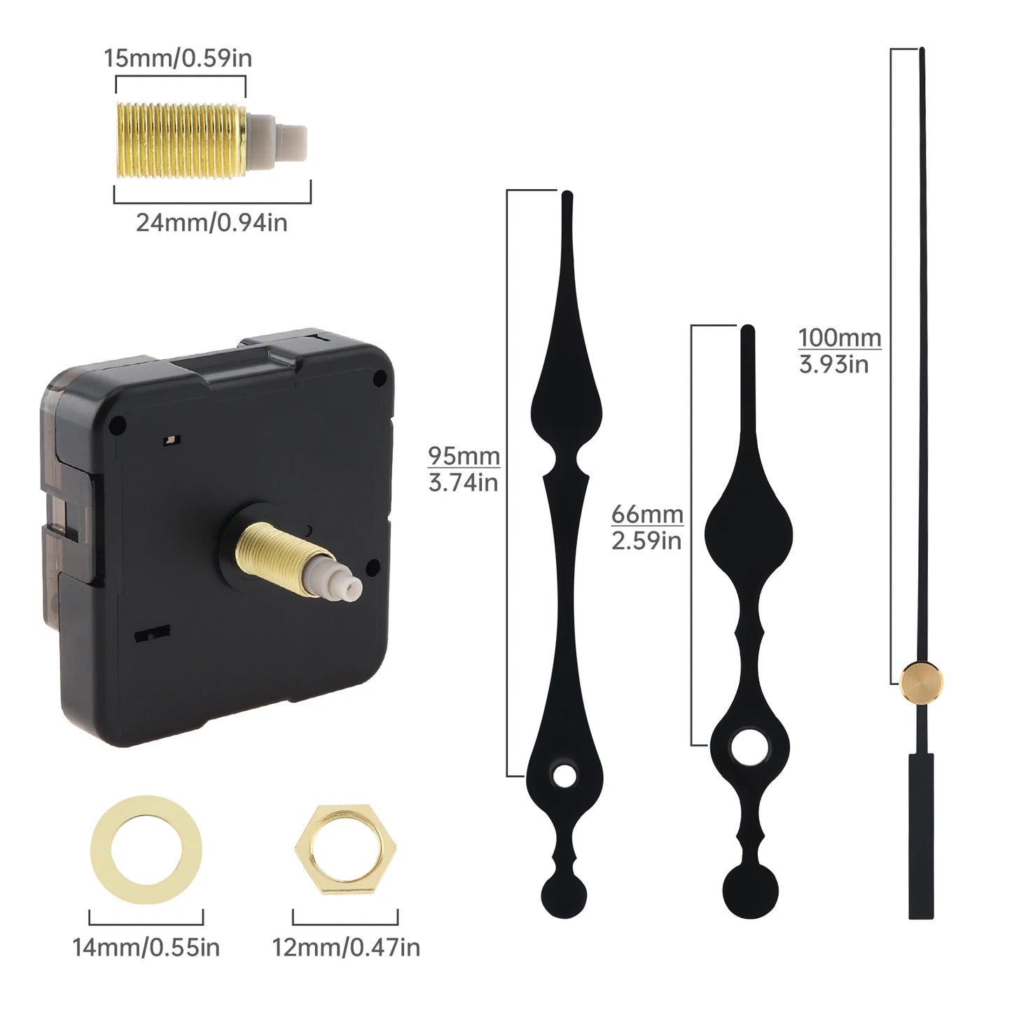 Quartz Battery Operated Silent Wall Clock Movement Mechanisms for DIY / Repair, Clock Parts Replacement Peaceful Pleasures Health and Wellness 24mm 3 HandPointer A China Mainland