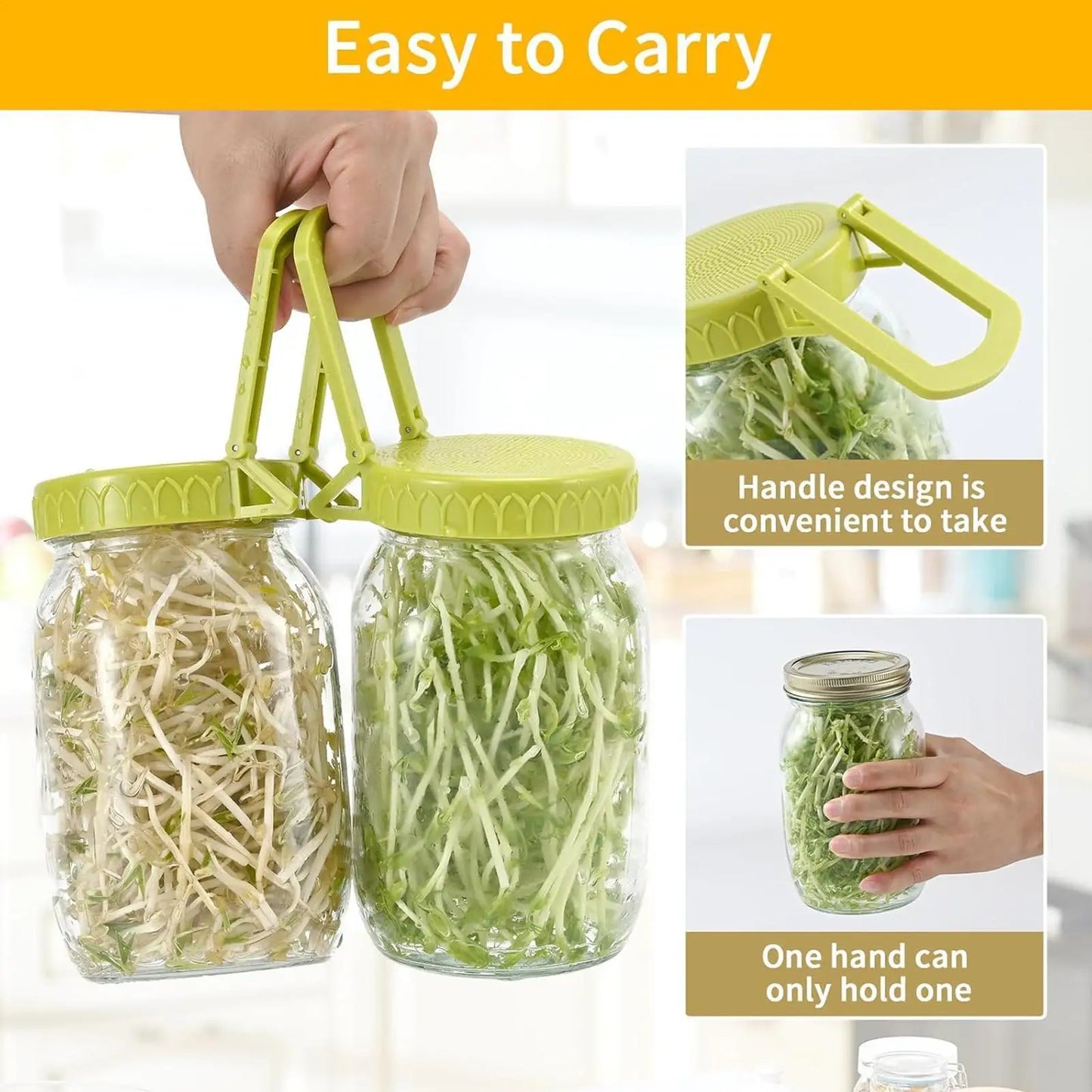 Sprouting Lids Germination Cover with Stand Wide Mouth Sprouting Lid with Bracket for Beans Alfalfa Plants Vegetables Broccoli Peaceful Pleasures Health and Wellness