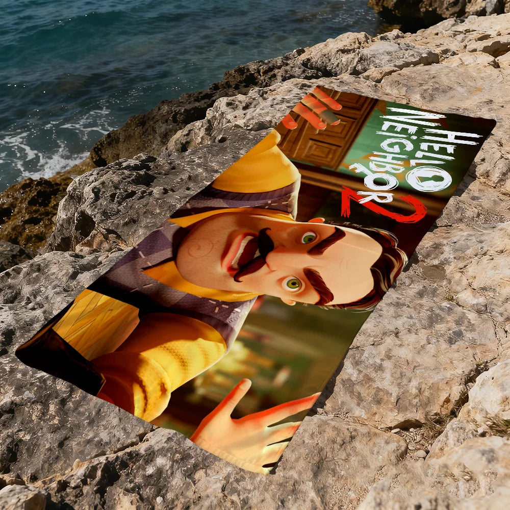Hello Neighbor Horror Game Quick-Dry Beach Towel | Fun Gift Quick-Dry Beach Towel Peaceful Pleasures Health and Wellness