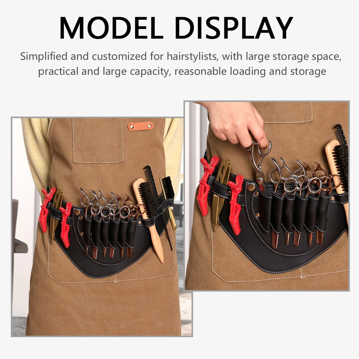 Barber Scissors Waist Pack | Multi-Pocket Tool Belt Organizer Durable PU Leather Adjustable Belt Hairdressing Tools Supplies Peaceful Pleasures Health and Wellness