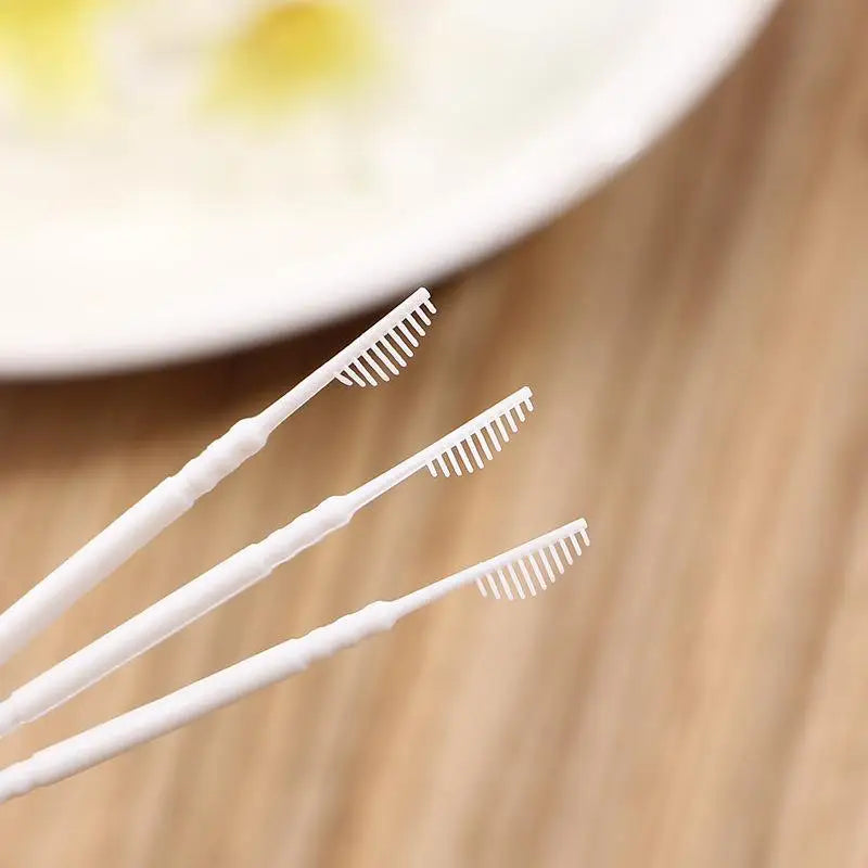 240Pcs/Box Portable Fish Bone Shape Disposable Plastic Toothpicks Teeth Cleaning Interdental Brush Oral Gum Teeth Cleaning Care Peaceful Pleasures Health and Wellness