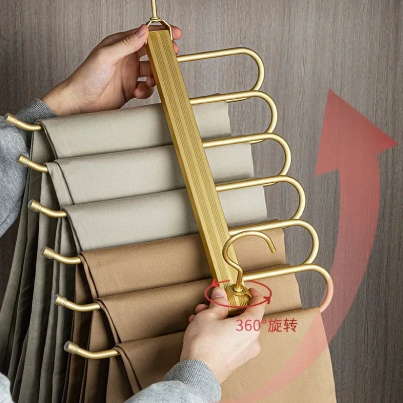 6-in-1 Telescopic Folding Pants Hanger | Space-Saving Closet Organizer for Trousers, Ties & Scarves