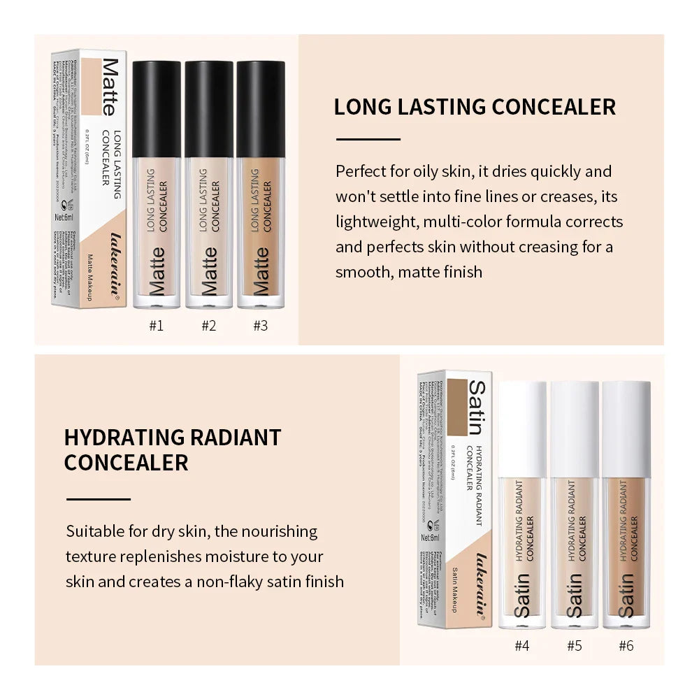 Full Coverage Waterproof Liquid Concealer – Hydrating & Long-Lasting