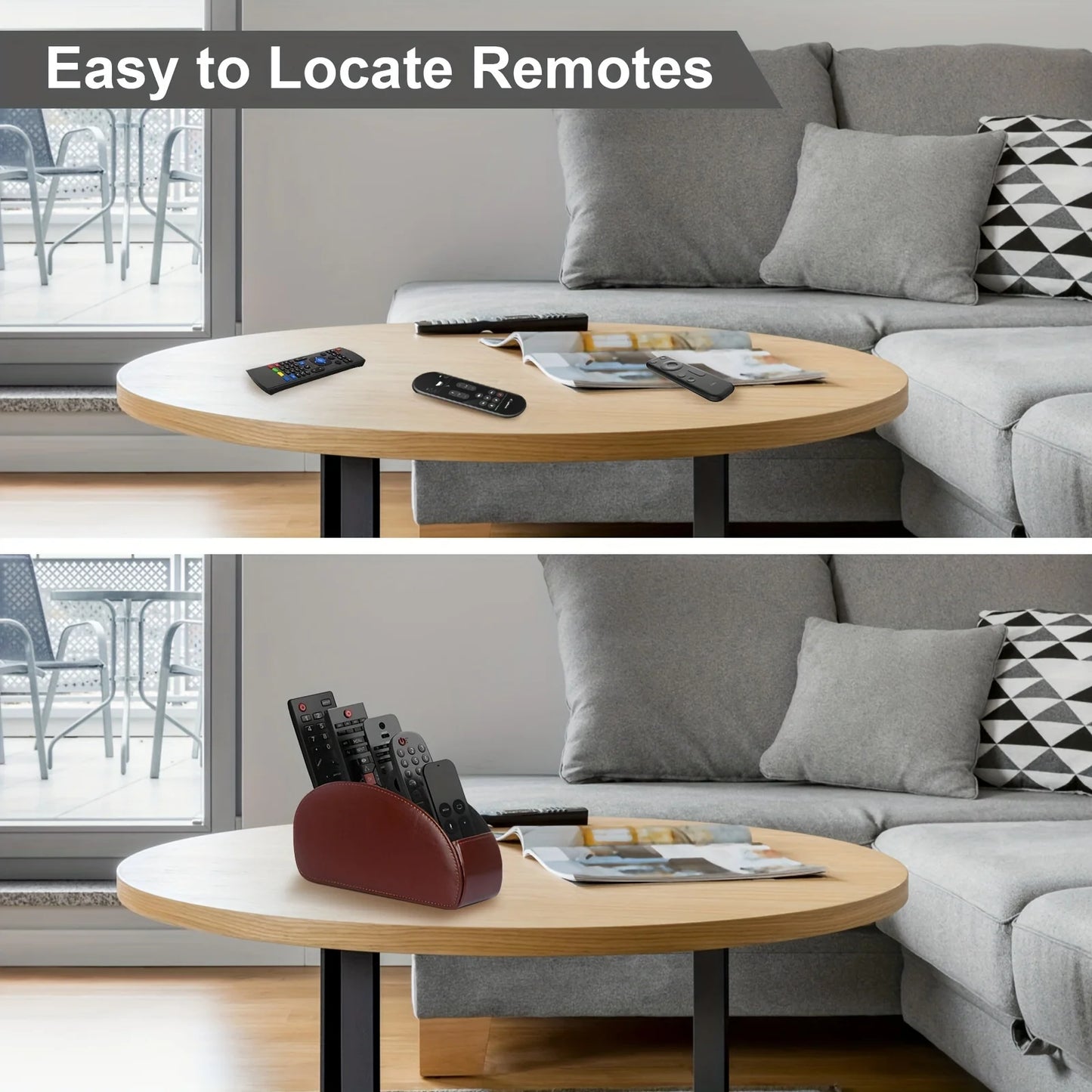 Desktop Remote Organizer – 5-Compartment PU Storage Box