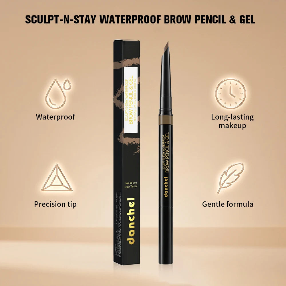 2-in-1 Eyebrow Pencil & Gel Quick Drying Transparent Eyebrow Gel Waterproof Long Lasting Strong-hold Dual-ended Eyebrow Pencil Peaceful Pleasures Health and Wellness