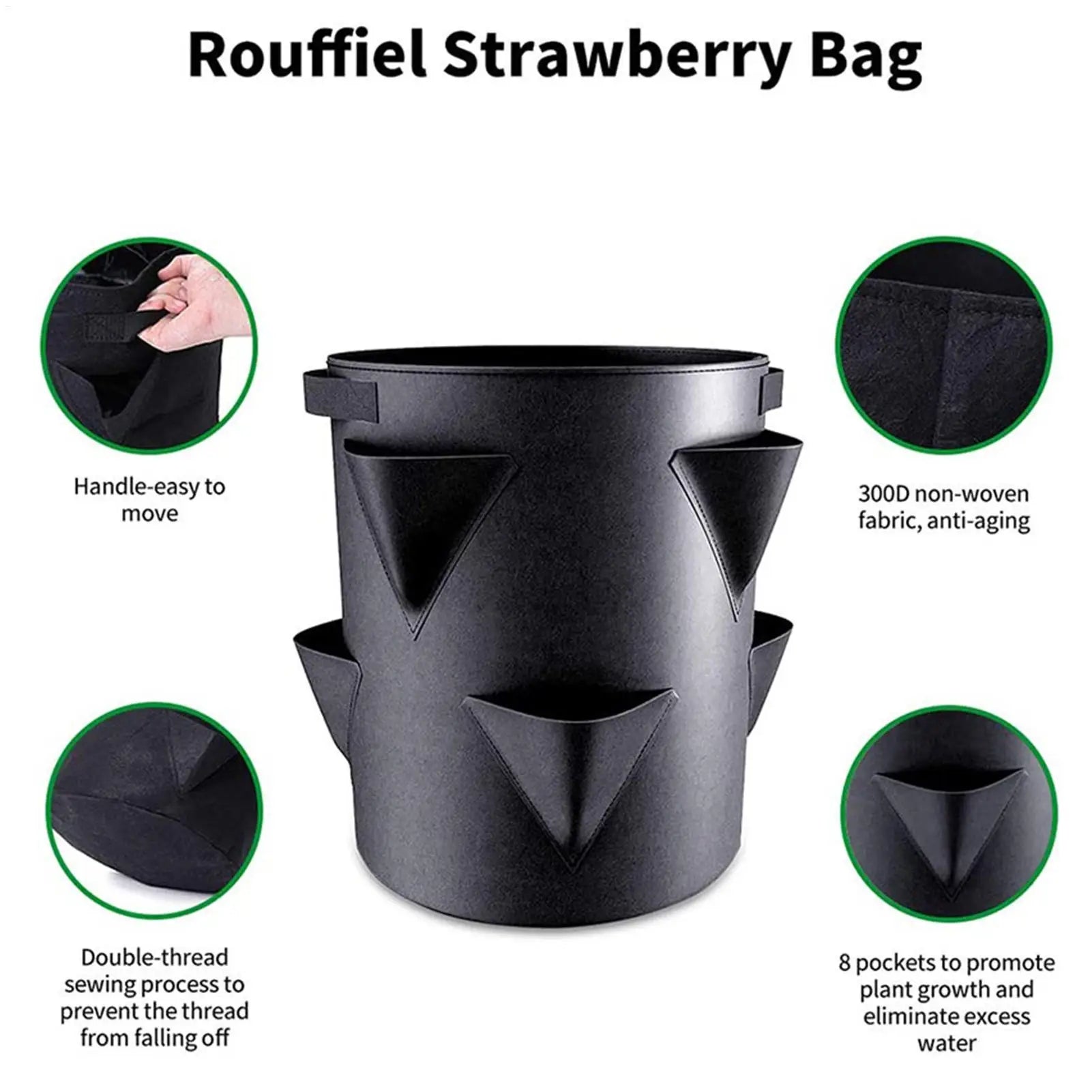 Strawberry Pots And Planters With 6 Side Grow Pocket Outdoor Planters Strawberry Planting Pots Breathable 7 Gallon For Garden Peaceful Pleasures Health and Wellness