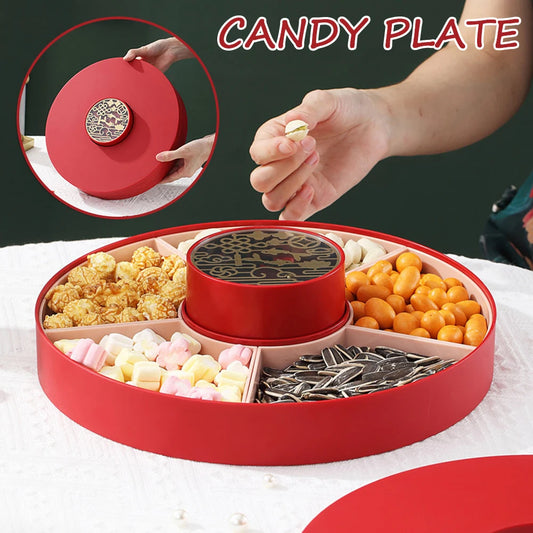 Divided Snack Tray with Lid – 5-Section Candy & Nut Serving Box Divided Serving Tray Peaceful Pleasures Health and Wellness