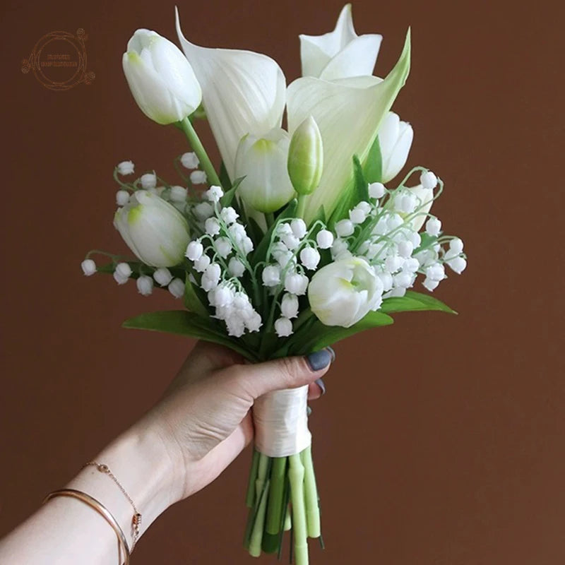 20Pcs White Silk Calla Lily Artificial Flowers for Wedding & Decor