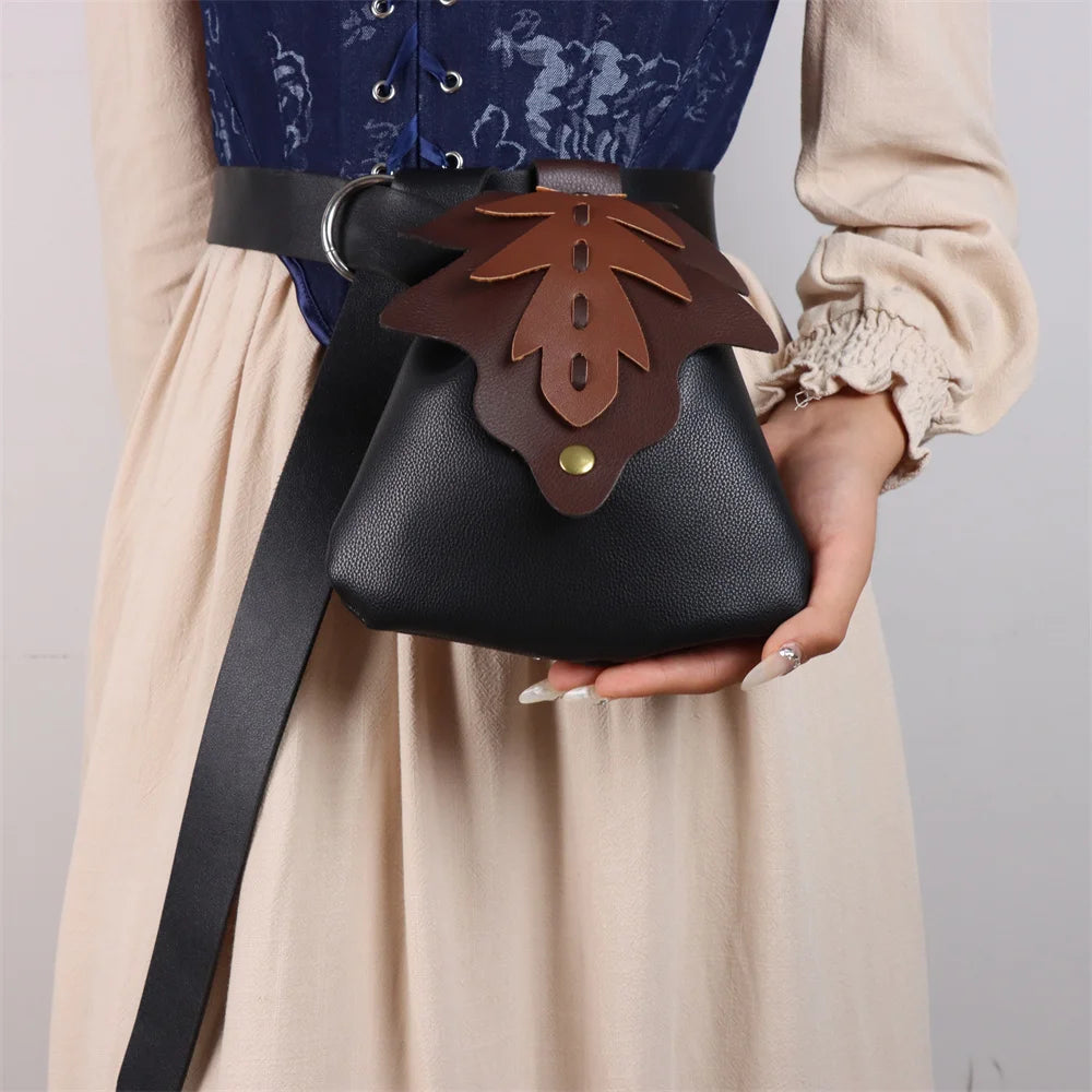 UYEE Medieval Belt Elf Leaf Waist Bag Renaissance Cosplay Copper Coin