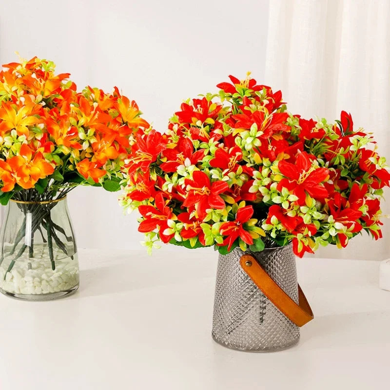 Silk Artificial Lily Bouquet | Fake Flower Home & Wedding Decor
