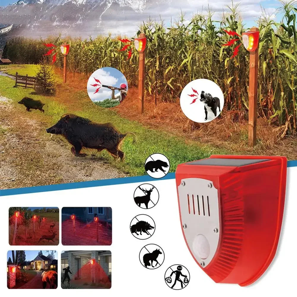 Outdoor Solar Security Siren 3 Modes Motion Sensor Alarm Animal Repeller Driver For Villa Farm Yard Garden Dog Wild Boar Driver Peaceful Pleasures Health and Wellness