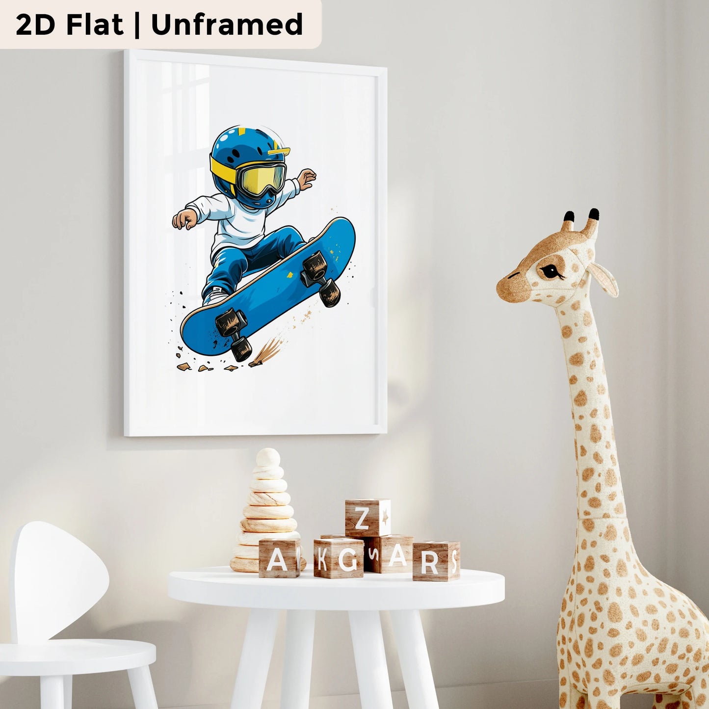 3-Piece Blue Motorcycle Canvas Wall Art | Modern Cartoon Poster