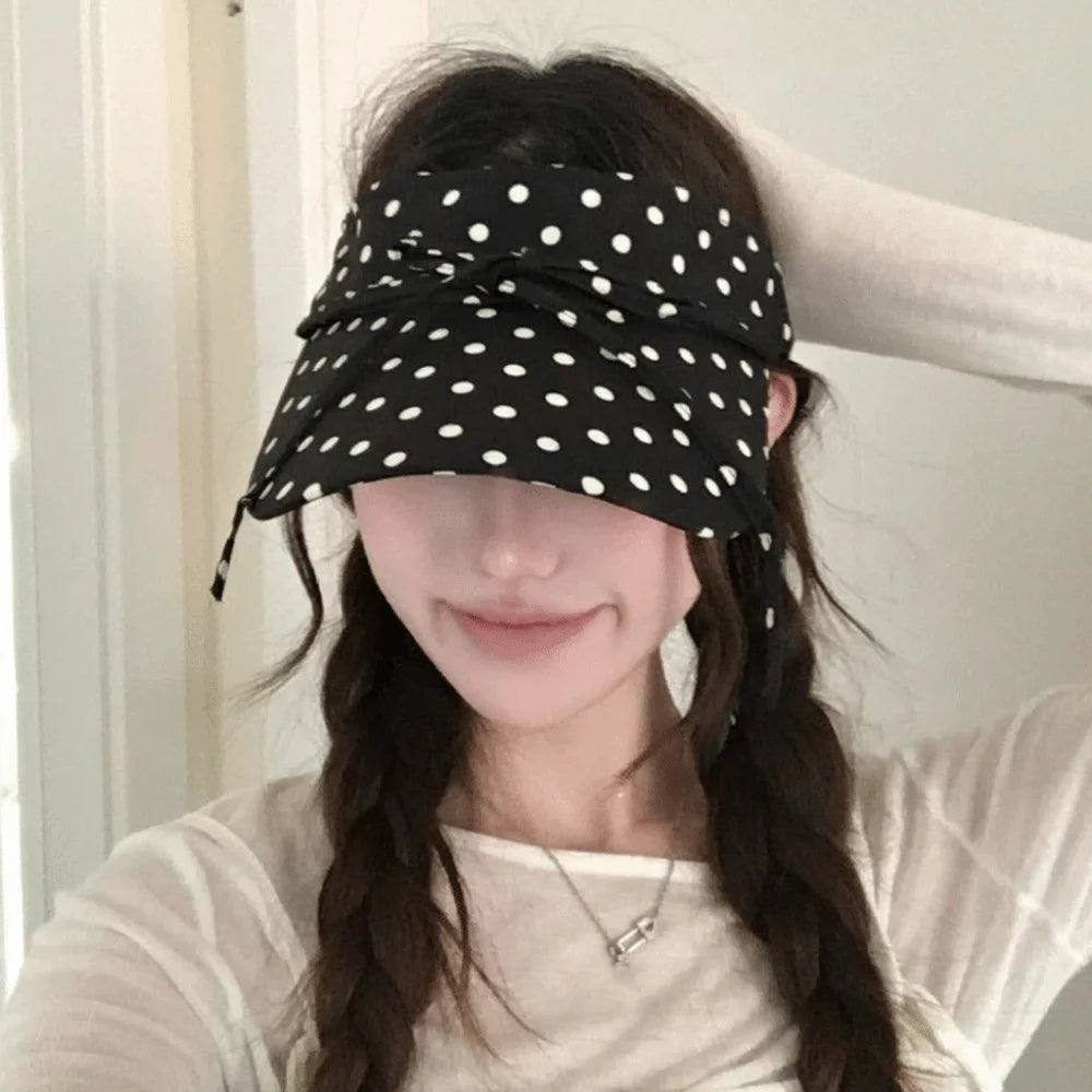UV Shield Polka Dot Sun Visor Hat | Adjustable Beach Cap Sun Visor Hat Peaceful Pleasures Health and Wellness