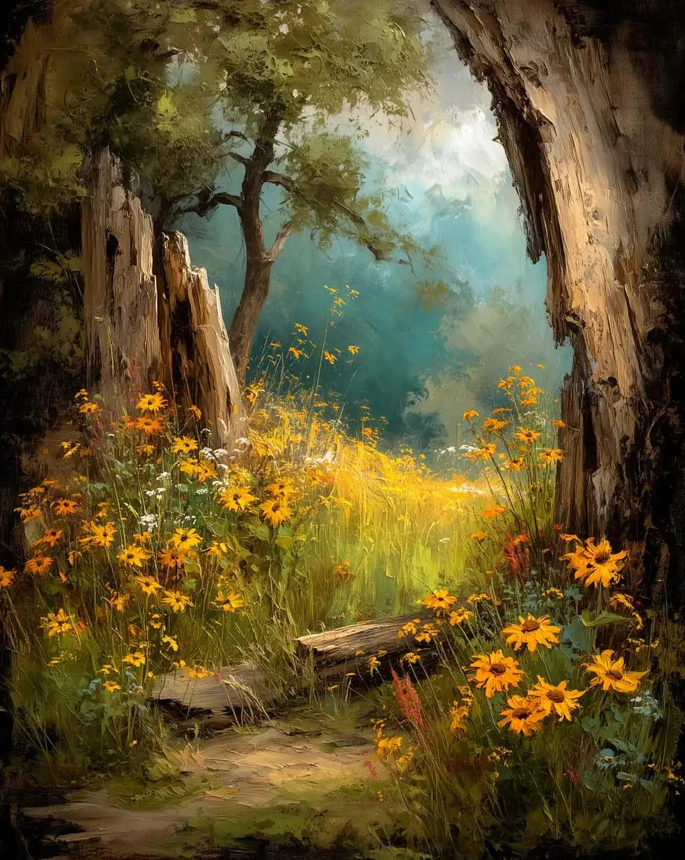 Retro Wildflower Farmhouse Canvas Wall Art | Unframed Print