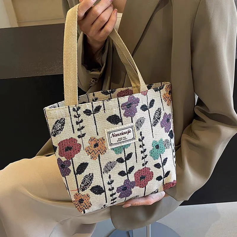 Large Capacity Niche Shoulder Bag Women New Canvas Tote Bag Class Handbag Commuter Tote Bag Fashion Versatile Casual Daily Bags Peaceful Pleasures Health and Wellness