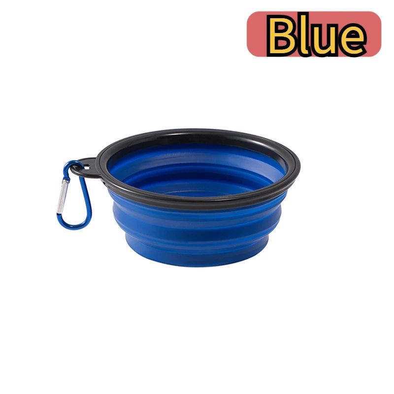 Dog Folding Bowl Portable Dog Travel Bowl Dog Food Water Bowl for Outdoor Walking Silicone Dog Food Water Bowl with Bowl Lip Peaceful Pleasures Health and Wellness Blue