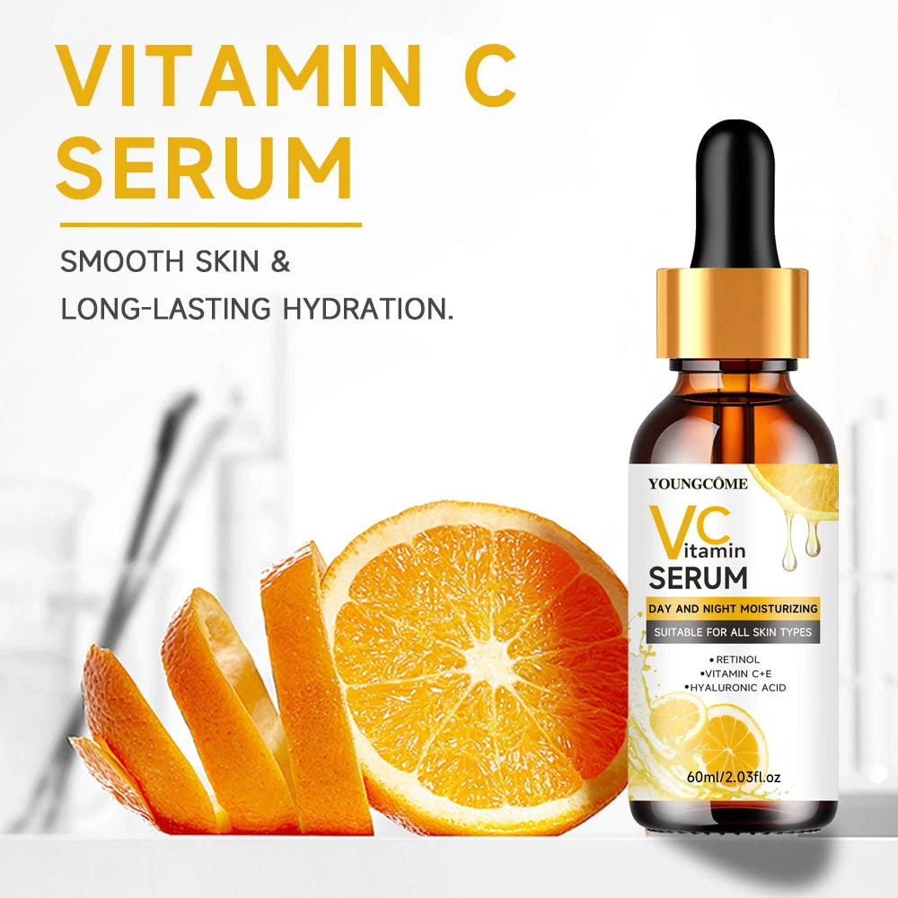 YOUNGCOME Vitamin C+E & Retinol Day Night Face Serum with Hyaluronic Acid - All Skin Types Hydrating Facial Essence Peaceful Pleasures Health and Wellness