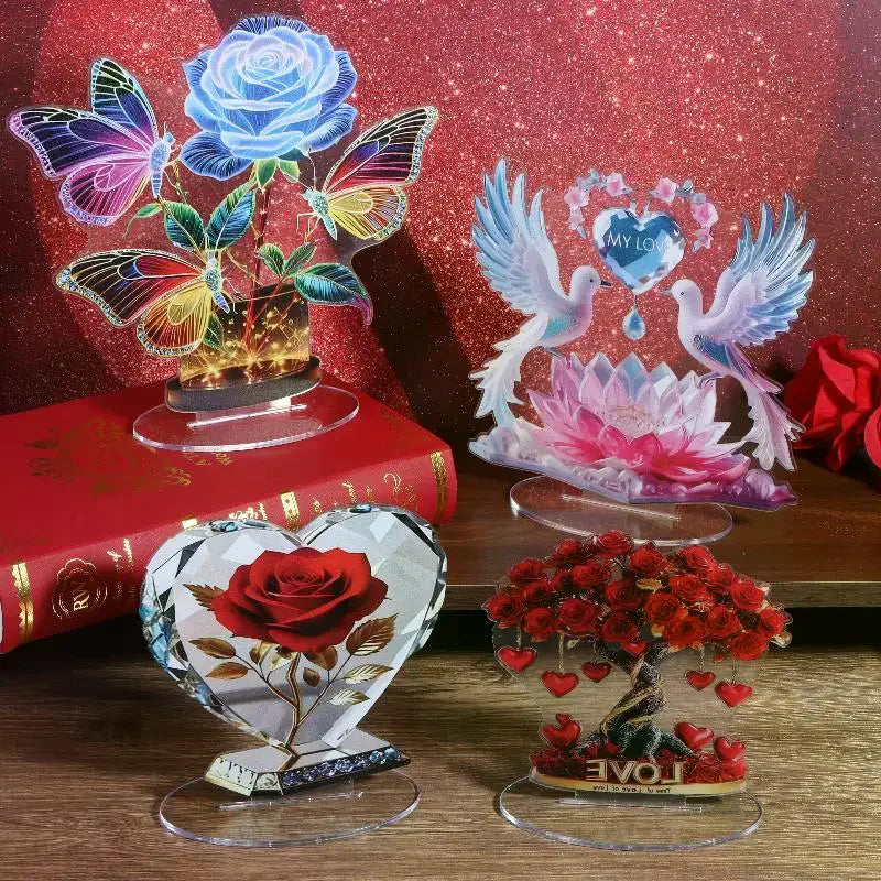 Acrylic Heart Shaped Sculpture Ornament | Desktop Decor