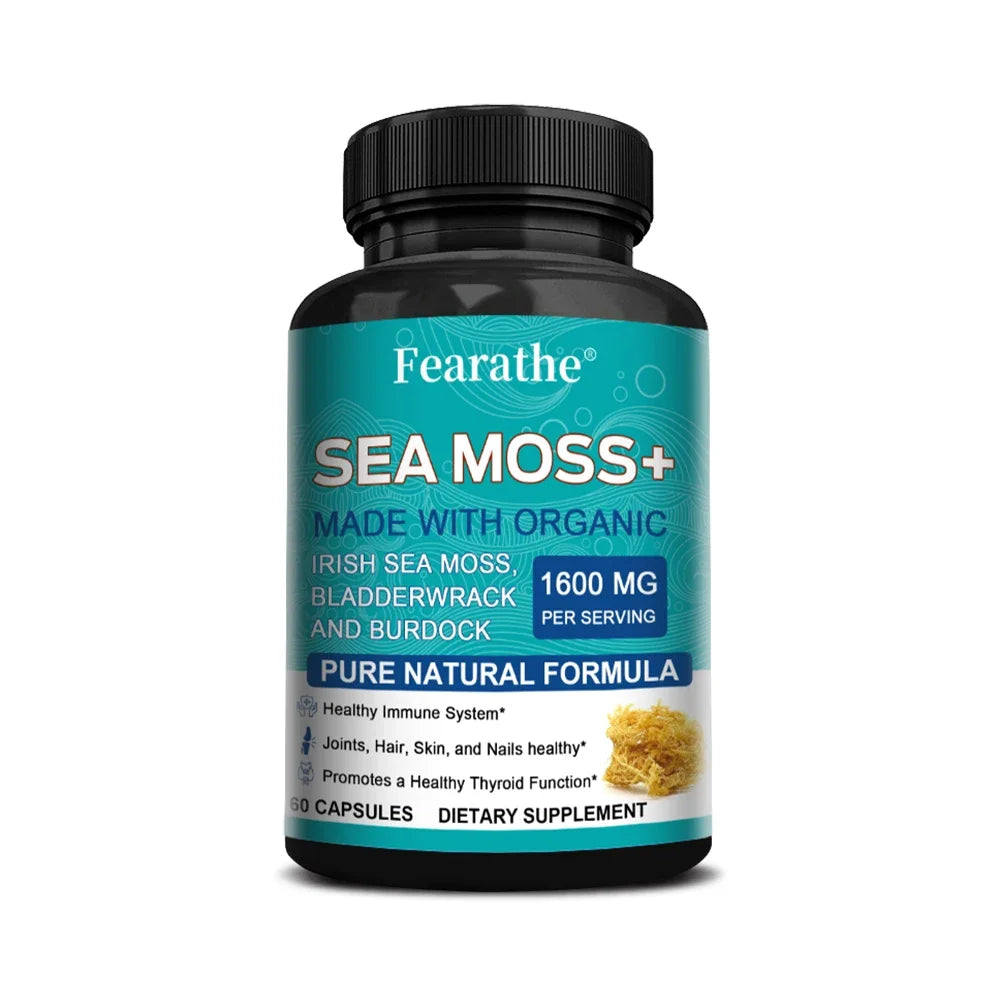 Organic Sea Moss Capsule for Intestinal Health & Immune Support Skin, Joint Health Support, Intestinal Cleansing - 120 Capsules Peaceful Pleasures Health and Wellness 60count-1 bottle