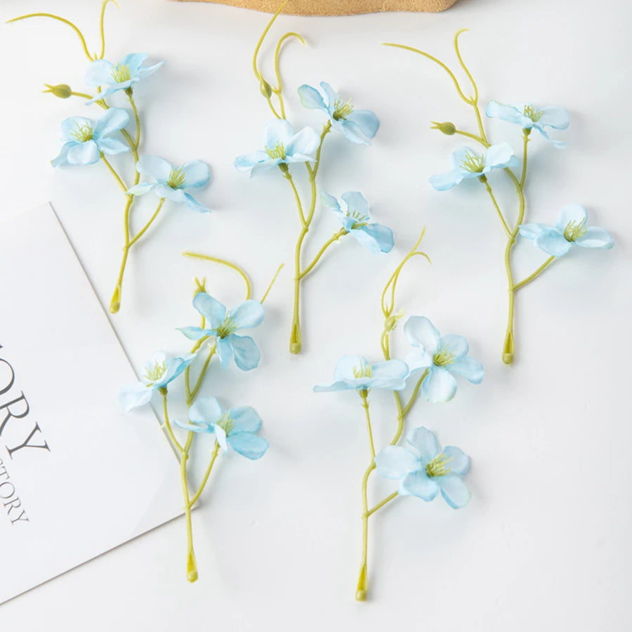 Artificial Silk Plum Blossom Flowers – Wedding & Home Decor Artificial Silk Flowers Peaceful Pleasures Health and Wellness SKY BLUE 15 pcs