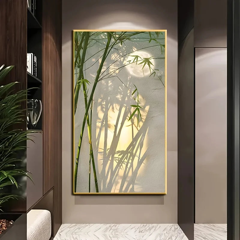 1pcs Frameless Modern Abstract Canvas Art Featuring A Bamboo Tree, Measuring, for Bedroom Decor and Living Room Corridor Decor Peaceful Pleasures Health and Wellness