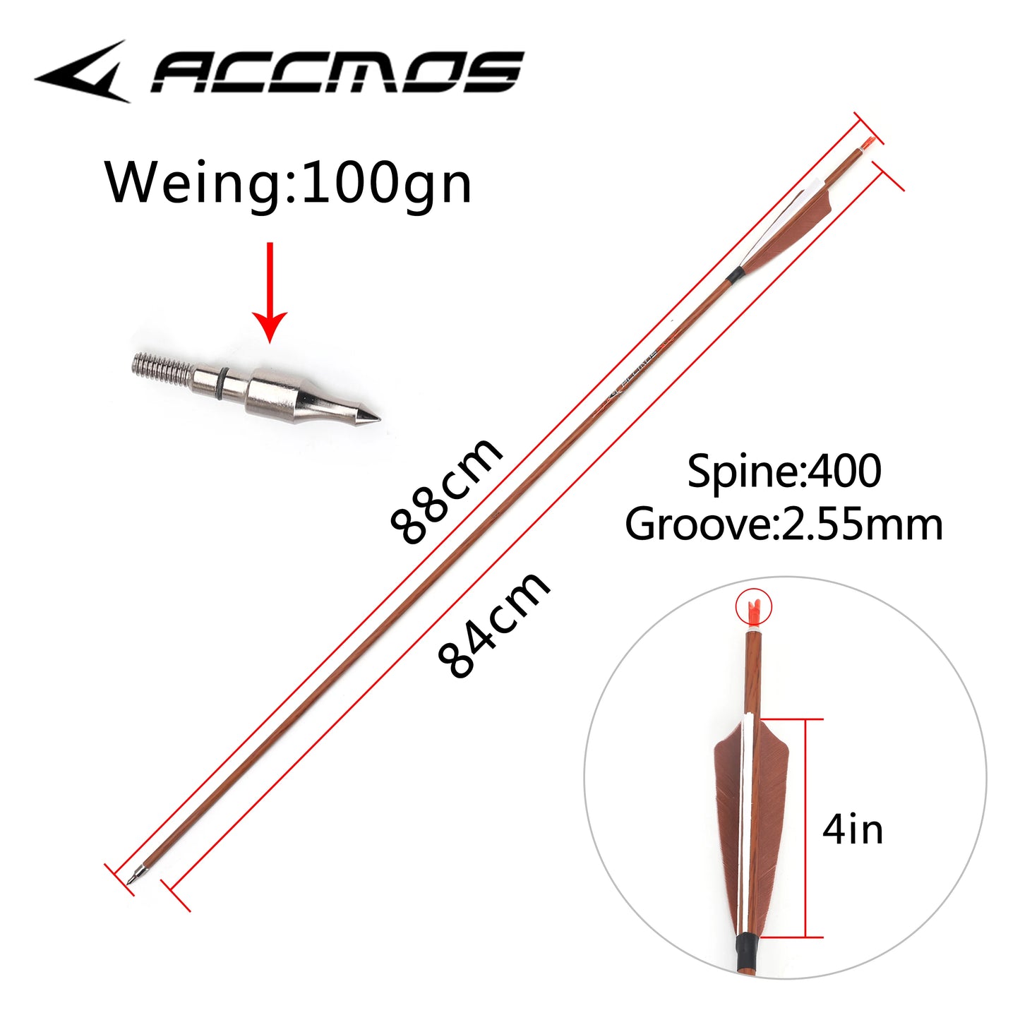 6 Wood Skin Carbon Arrows Spine 400 500 550 600 700 Real Feather