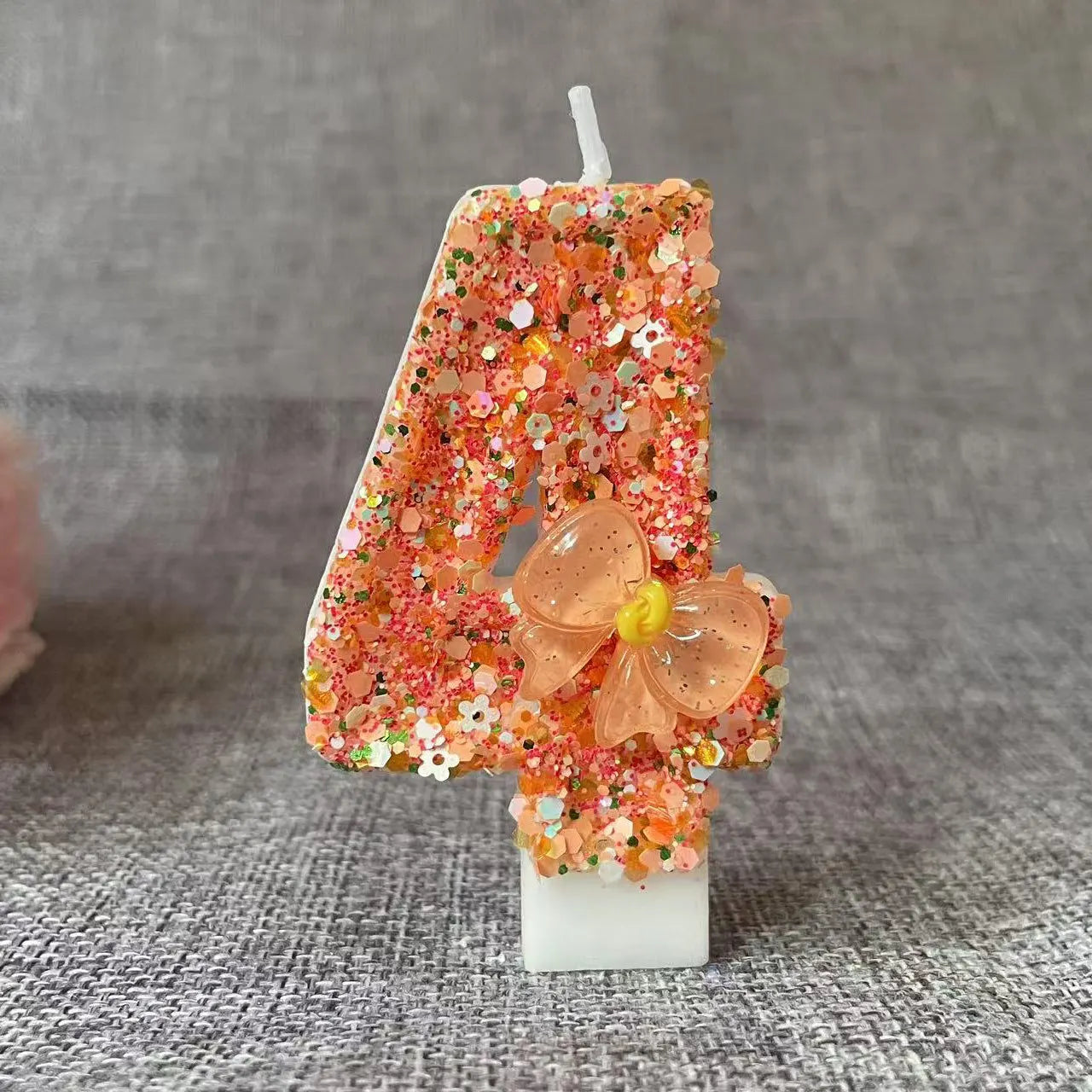 Birthday Candle Bow Orange Creative Ceremony Surprise Digital Decoration Candle Flower Style Peaceful Pleasures Health and Wellness E