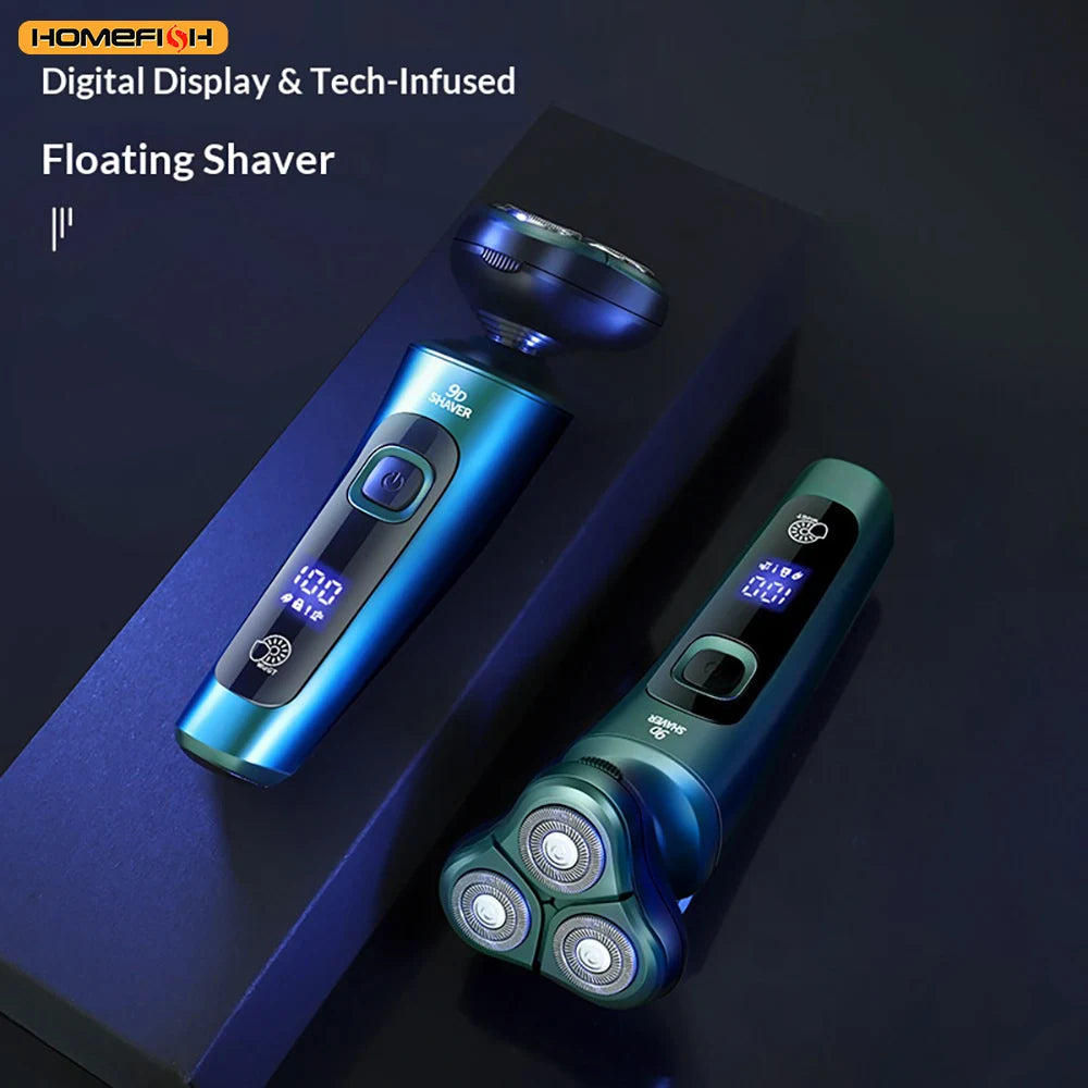 LCD Display Smart Electric Shaver, 3D Floating Triple Head Razor, USB Rechargeable Waterproof for Shaving & Beard Trimming Peaceful Pleasures Health and Wellness