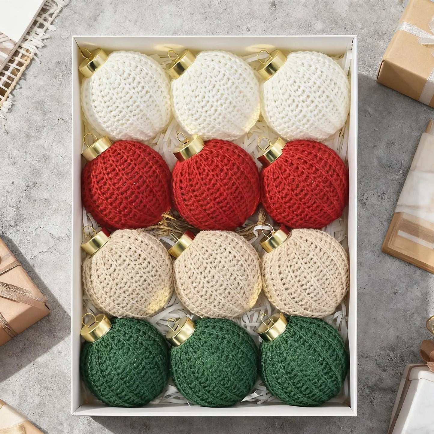 Crochet Christmas Ball Ornaments Set of 12 | Boho Yarn Decor Christmas Ornaments Peaceful Pleasures Health and Wellness
