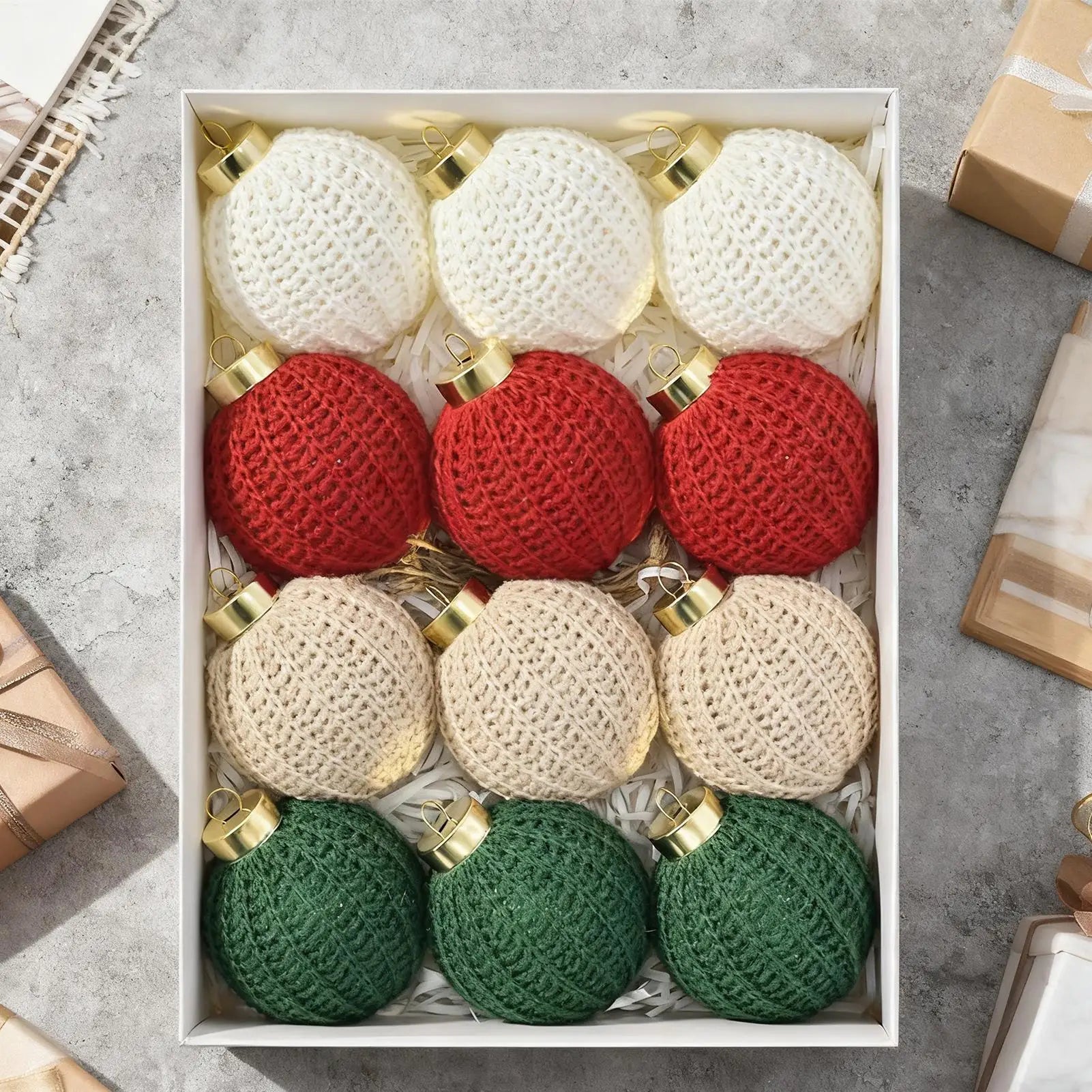 Crochet Christmas Ball Ornaments Set of 12 | Boho Yarn Decor Christmas Ornaments Peaceful Pleasures Health and Wellness
