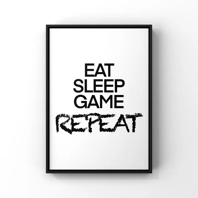 Black & White Gaming Canvas Wall Art – Unframed Gamer Poster