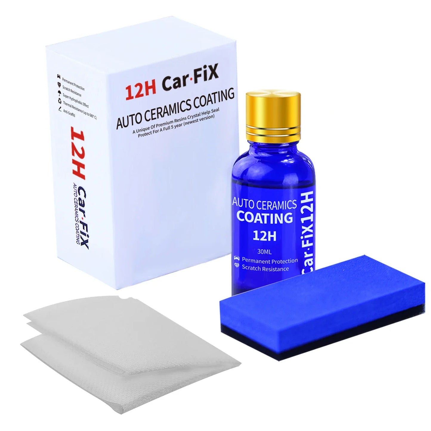 12H Car Coating Polishing Wax Anti-Scratch Paint Protection 5-year Guarantee Glossy Prolonging Paintworks Ceramic Liquid Glass Peaceful Pleasures Health and Wellness 30ml set