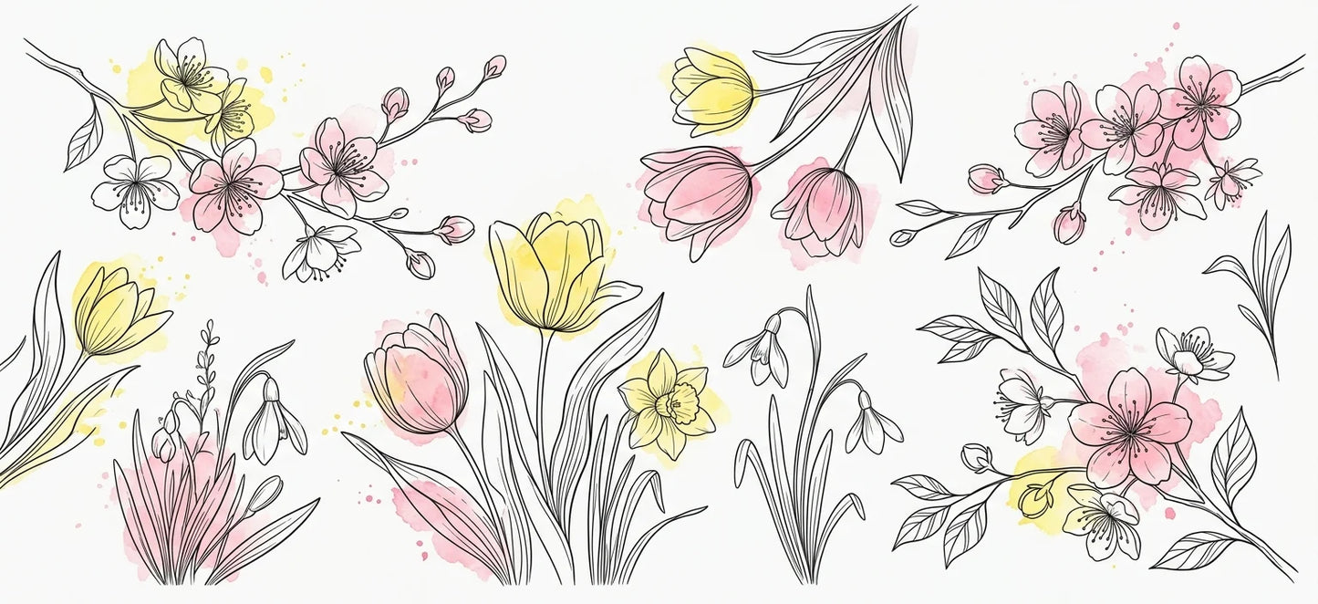 UV DTF Spring Floral Cup Wrap Stickers | Waterproof DIY Decals
