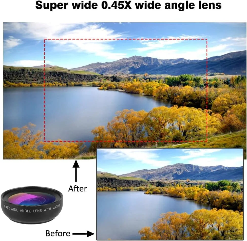 2 IN 1 Lens Universal Clip 37mm Mobile Phone Lens Professional 0.45X 49uv Super Wide-Angle + Macro HD Lens For iPhone Android Peaceful Pleasures Health and Wellness