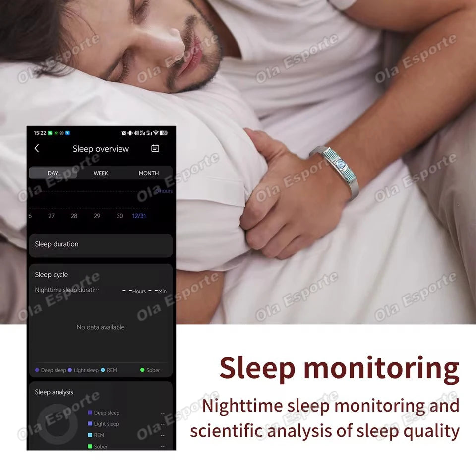 Health Smart Bracelet Men Women Fitness Sports Band Stress Test HRV Monitor Waterproof Pedometer Smart Watch for Android iOSHW12 Peaceful Pleasures Health and Wellness