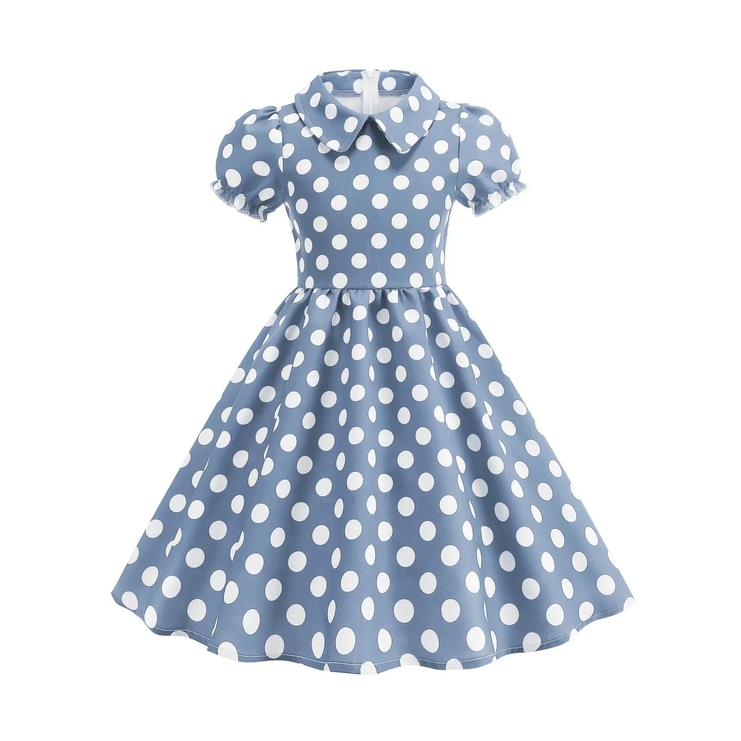Girls Vintage Polka Dot Princess Dress – Retro Summer A-Line