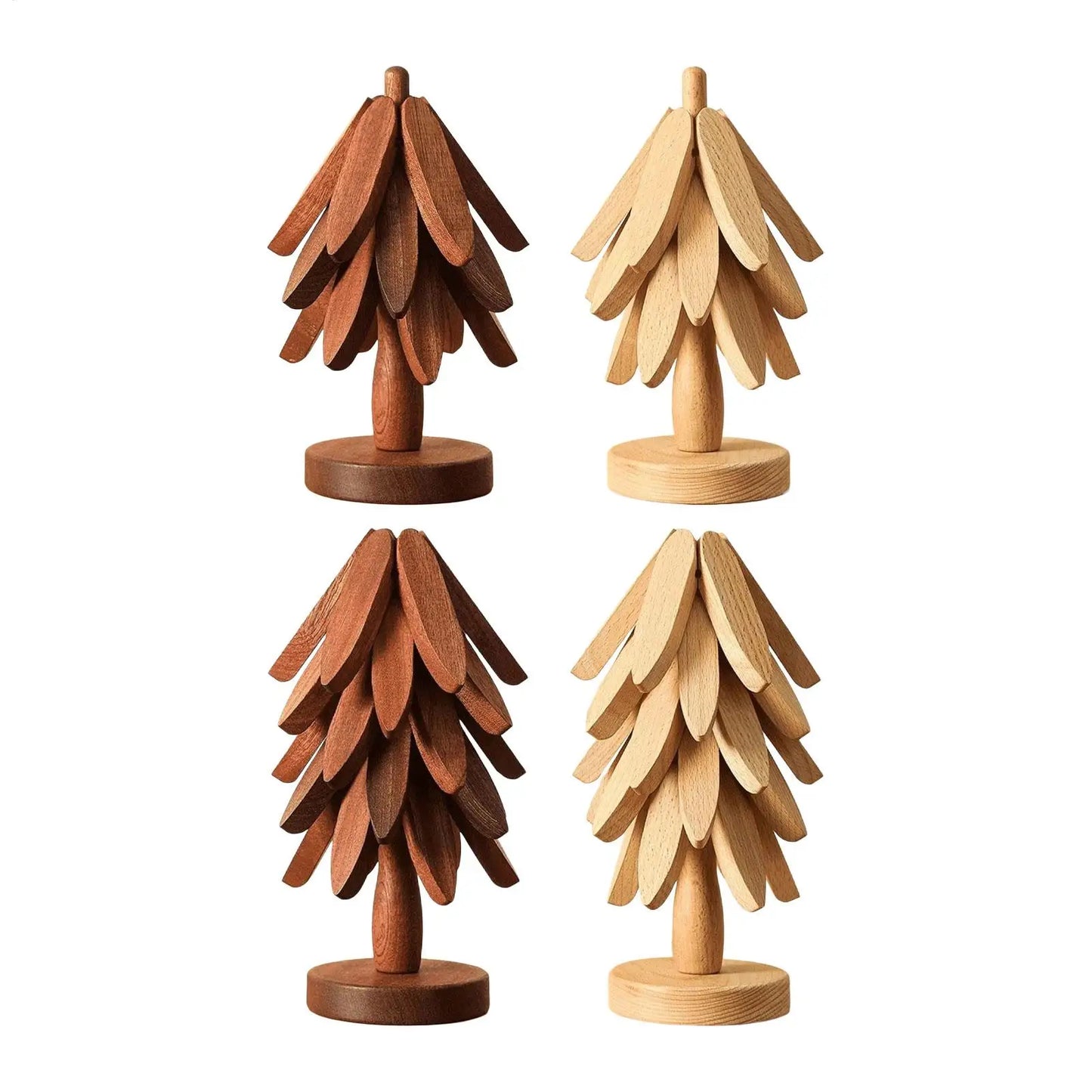 Christmas Tree Wood Trivet | Heat-Resistant Pine Pot Mat Set