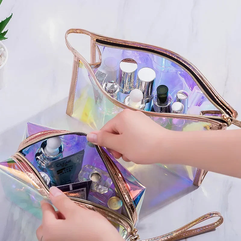 PVC Transparent Laser Cosmetic Bag | Mini Jelly Makeup Organizer